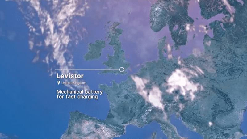 Screenshot of a video in which Levistor is featured, showing a satellite map of the UK where Levistor is based.