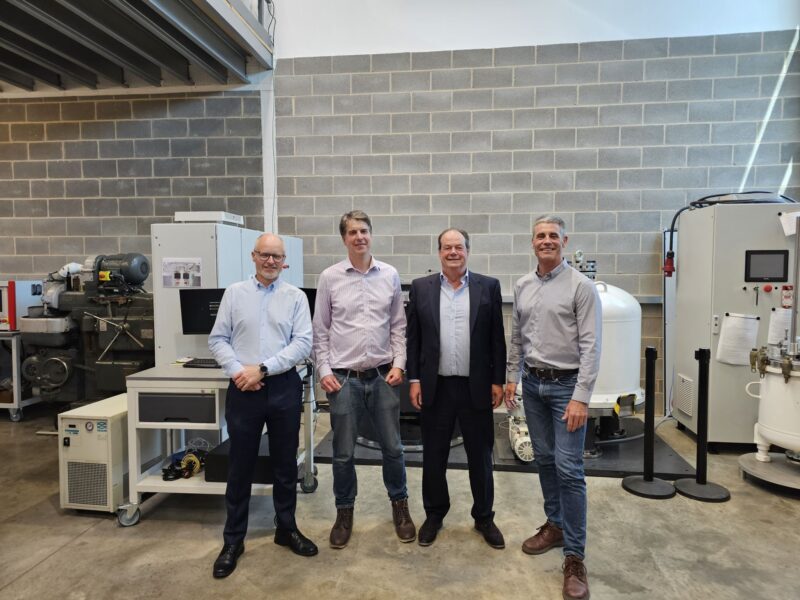 Keith Pullen (our CTO), Tom Andrews (our Commercial Director), Stephen Hammond and Matt Journee of Levistor pose at Levistor's factory.